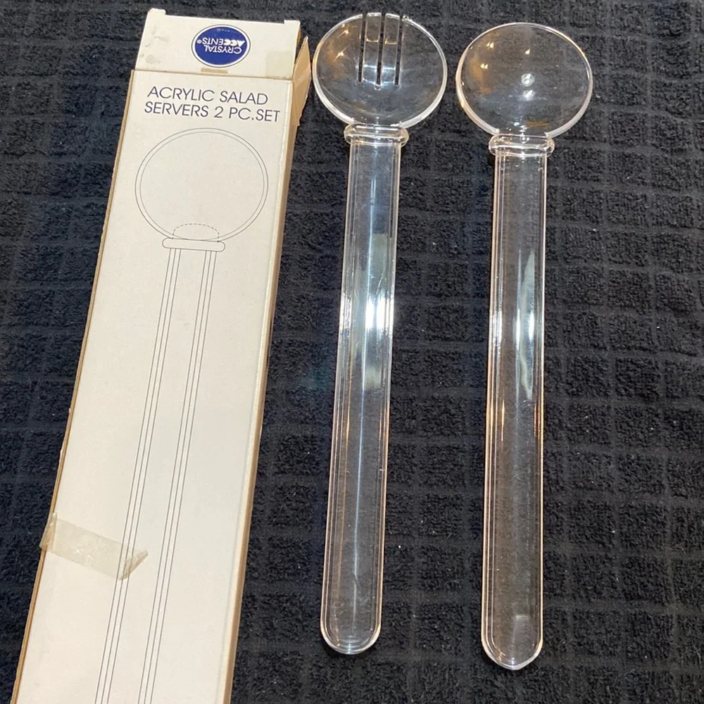 Crystal accents 2 piece clear acrylic salad server NIB